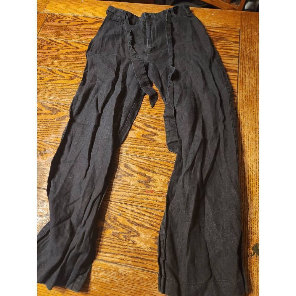 REFORMATION 100% Linen High Waisted Belted Saylor Pants in Black sz 6